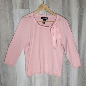 Norton‎ McNaughton Womens L Vintage Sweater Tie Shoulder Ribbon Dot Retro Knit